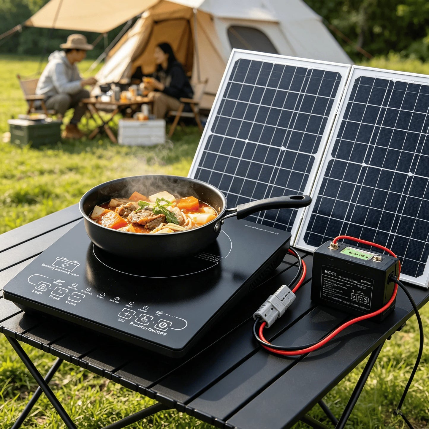Solar Induction Stove Battery-Powered New Design for Indoor/Outdoor Use Inspired US Hotels Cars RVs DC 24V/48V