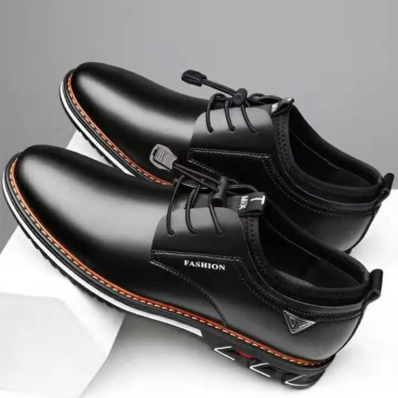 Men Genuine Leather fur Shoes High Quality Elastic Band Fashion Design Solid Tenacity Comfortable Men's Shoes Big Sizes 2021 s34