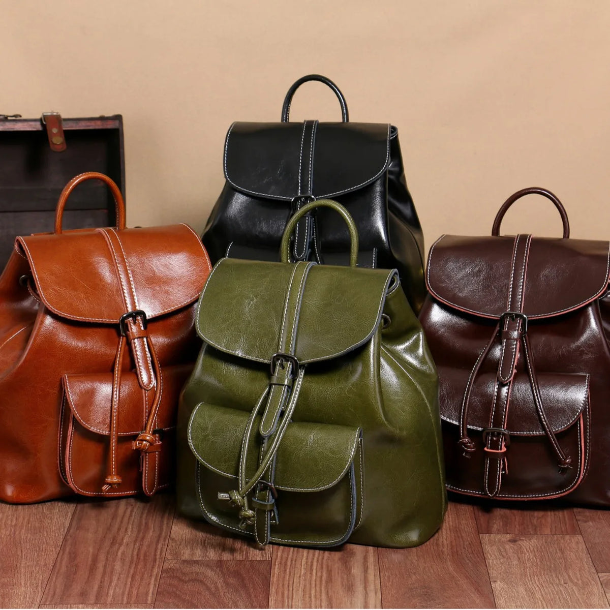 Women's Genuine Leather Backpack Purse Large Capacity Multiway Shoulder Travel Bag Anti Theft Zip Soft Daypack for Daily Work