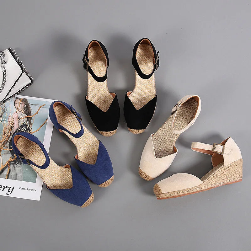 Retro Fashion Latest Design Cross Strap Summer Comfortable Platform  Wedge Sandals for Women and Ladies