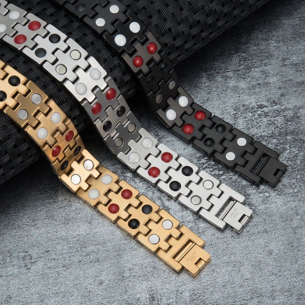 Magnetic Bracelet Male 16mm Wide Wristband Magnetic Stainless Steel Men Bracelets Hand Chain Link Health Energy Jewelry for Men