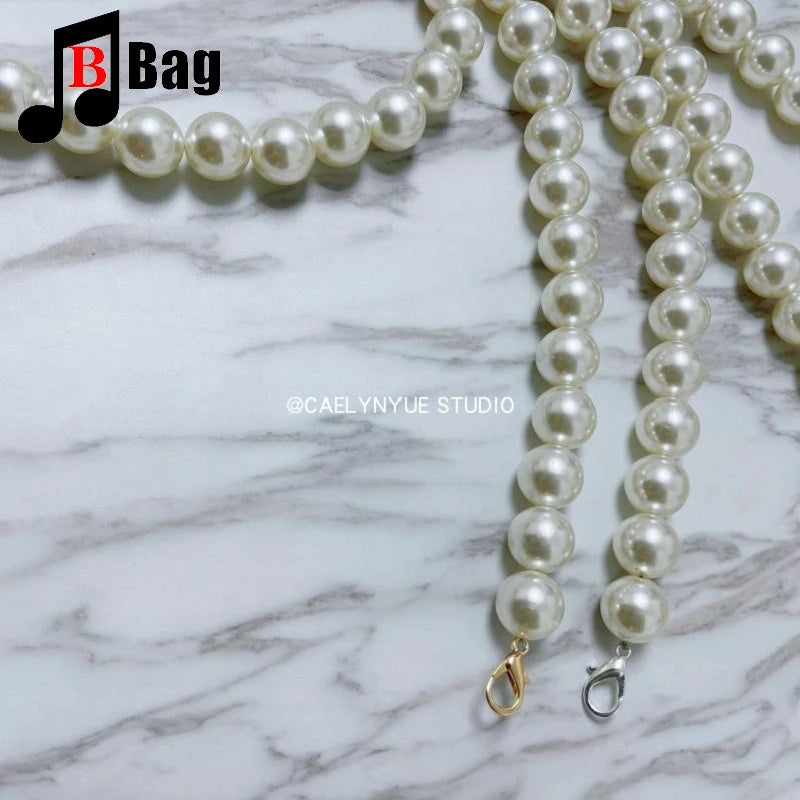 18mm Pearl Bag Strap pearl handbag strap Women Handbag Handles Replacement Handbags Strap Accessories phone bag decoration