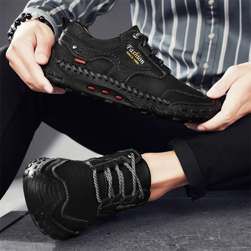 Men's Leather Lace-up Round Toe Comfort Height Increasing Soft Solid Spring Formal Ceremony Dress Shoes
