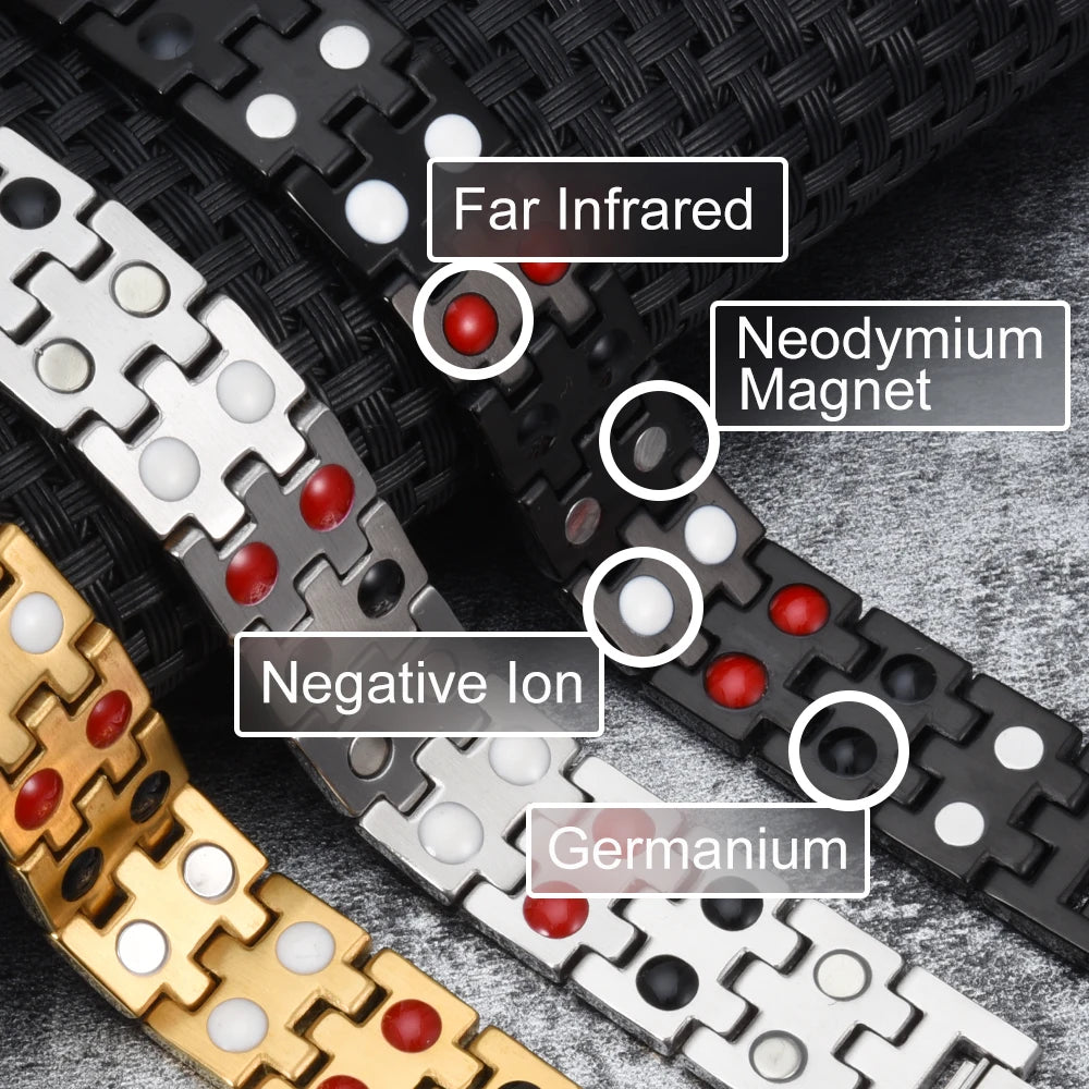 Magnetic Bracelet Male 16mm Wide Wristband Magnetic Stainless Steel Men Bracelets Hand Chain Link Health Energy Jewelry for Men