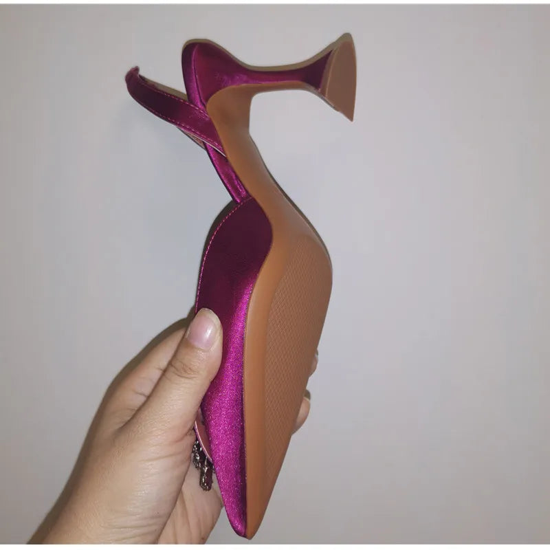 2025 Star style Women Sandals Elegant Pointed toe Slingback Summer Office Lady Shoes Fashion High heels Gladiator sandals Woman