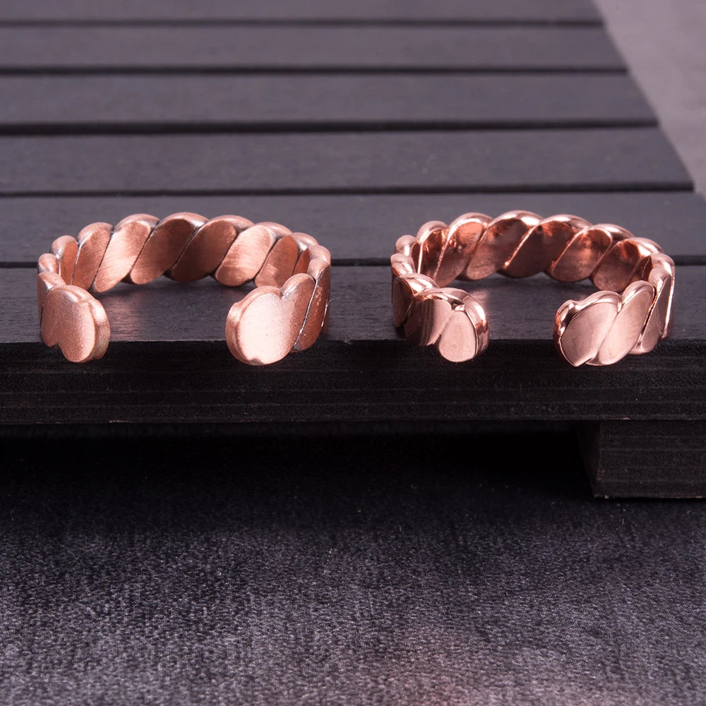 Vinterly Twisted Adjustable Pure Copper Rings Magnetic Therapy Athritis 6mm Wide Health Energy Finger Open Cuff Jewelry for Men