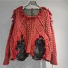 2026 Autumn New Fashionable Personalized Splicing Denim Round Neck Long Sleeve unisex Sweater