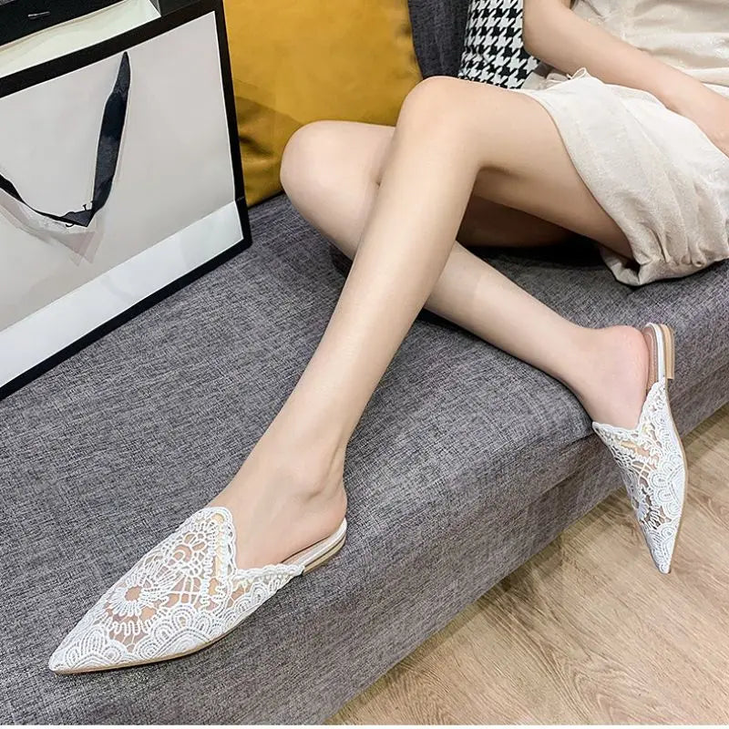 Lace Sandali Donna Femme Summer Slipper Slides Loafer Style 2026 Flat Women's Sandals for Ladies