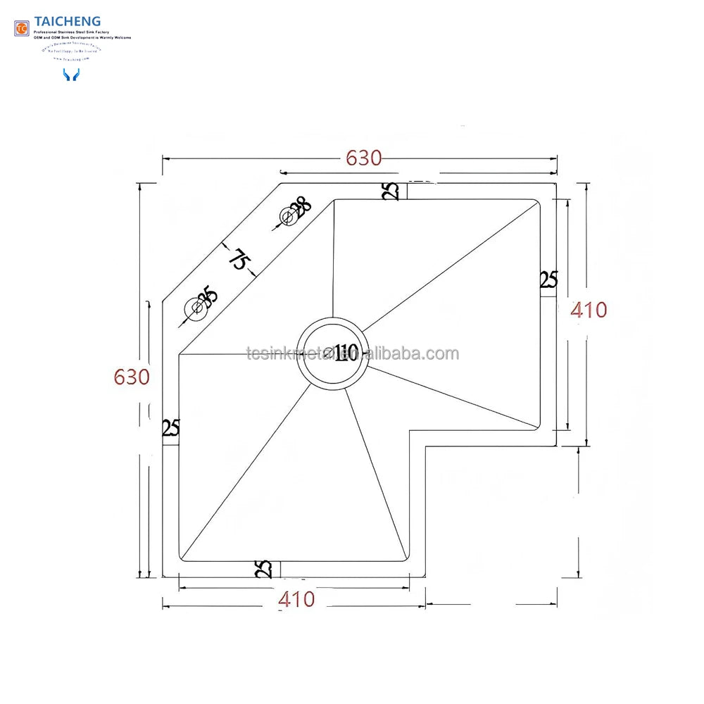 2026 New Trend 304 Stainless Steel L-Shaped Corner Kitchen Sink, Large Single Bowl Butterfly Sink for Kitchen,RV&Bar