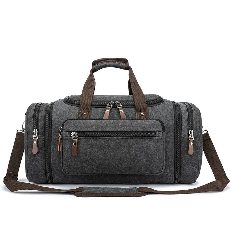 Vintage Large Capacity Canvas Tote Bag Business Travel Weekend Carry Luggage Men's Women's Weekender Duffle Bag