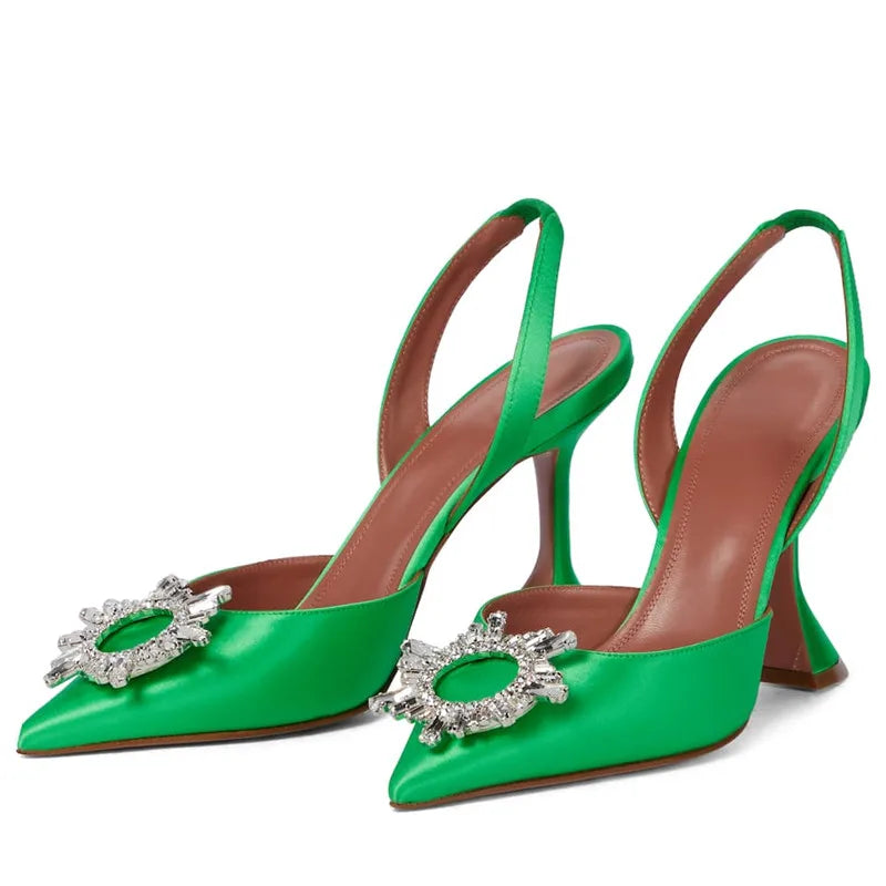 2025 Star style Women Sandals Elegant Pointed toe Slingback Summer Office Lady Shoes Fashion High heels Gladiator sandals Woman