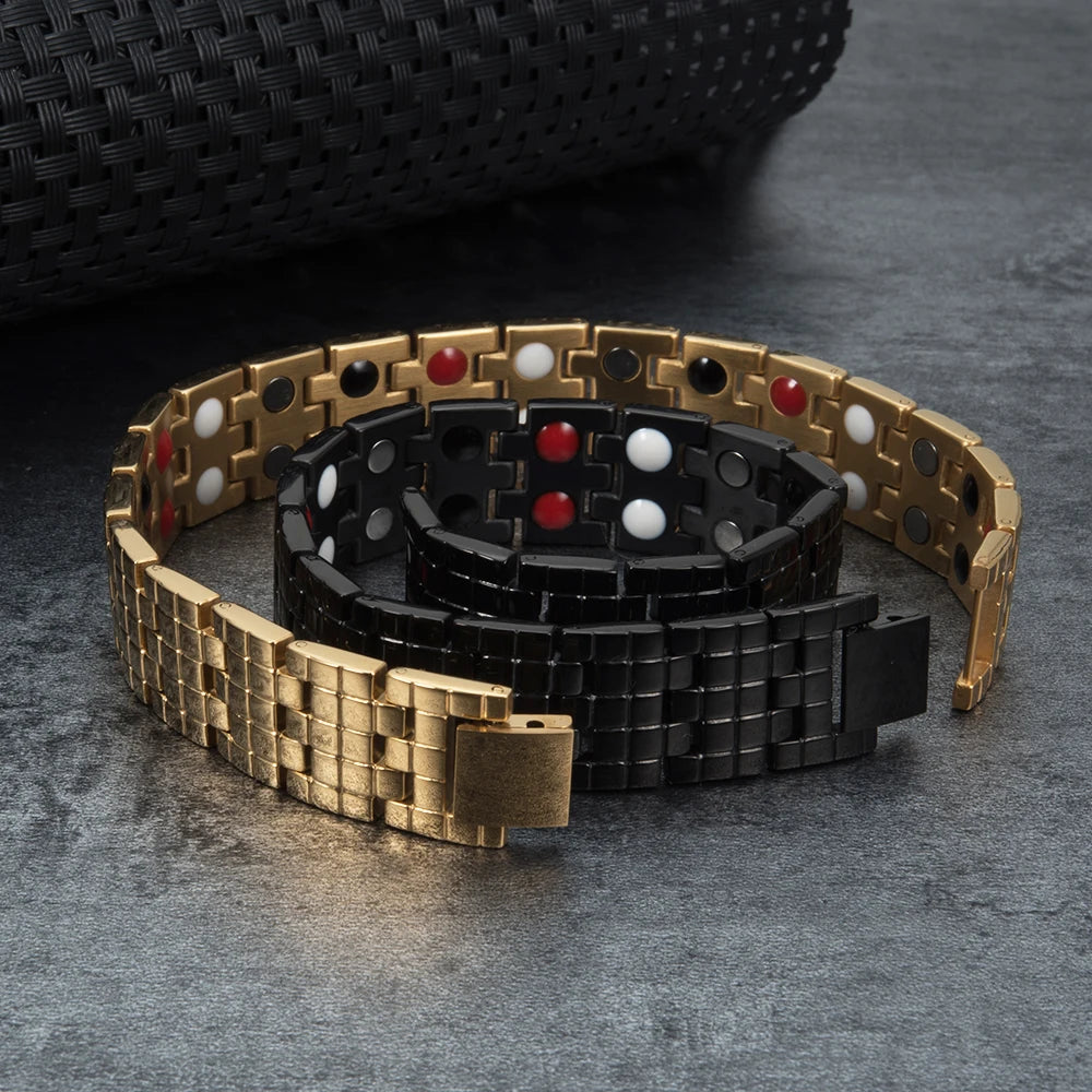 Magnetic Bracelet Male 16mm Wide Wristband Magnetic Stainless Steel Men Bracelets Hand Chain Link Health Energy Jewelry for Men