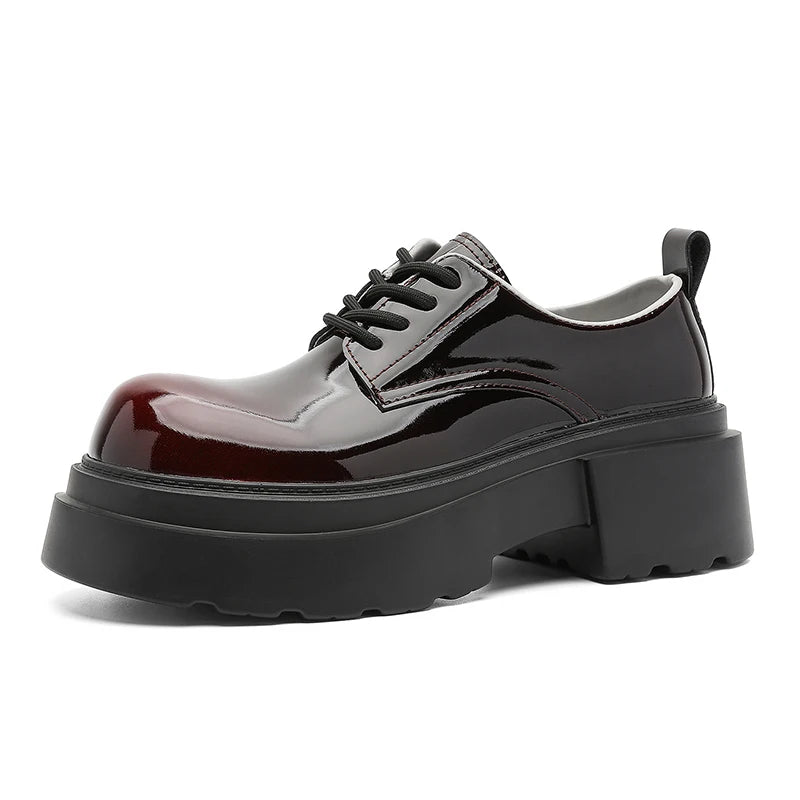 Men's Thick Sole Biker Shoes Leather Shoes Chunky Platform Motorcycle Footwear