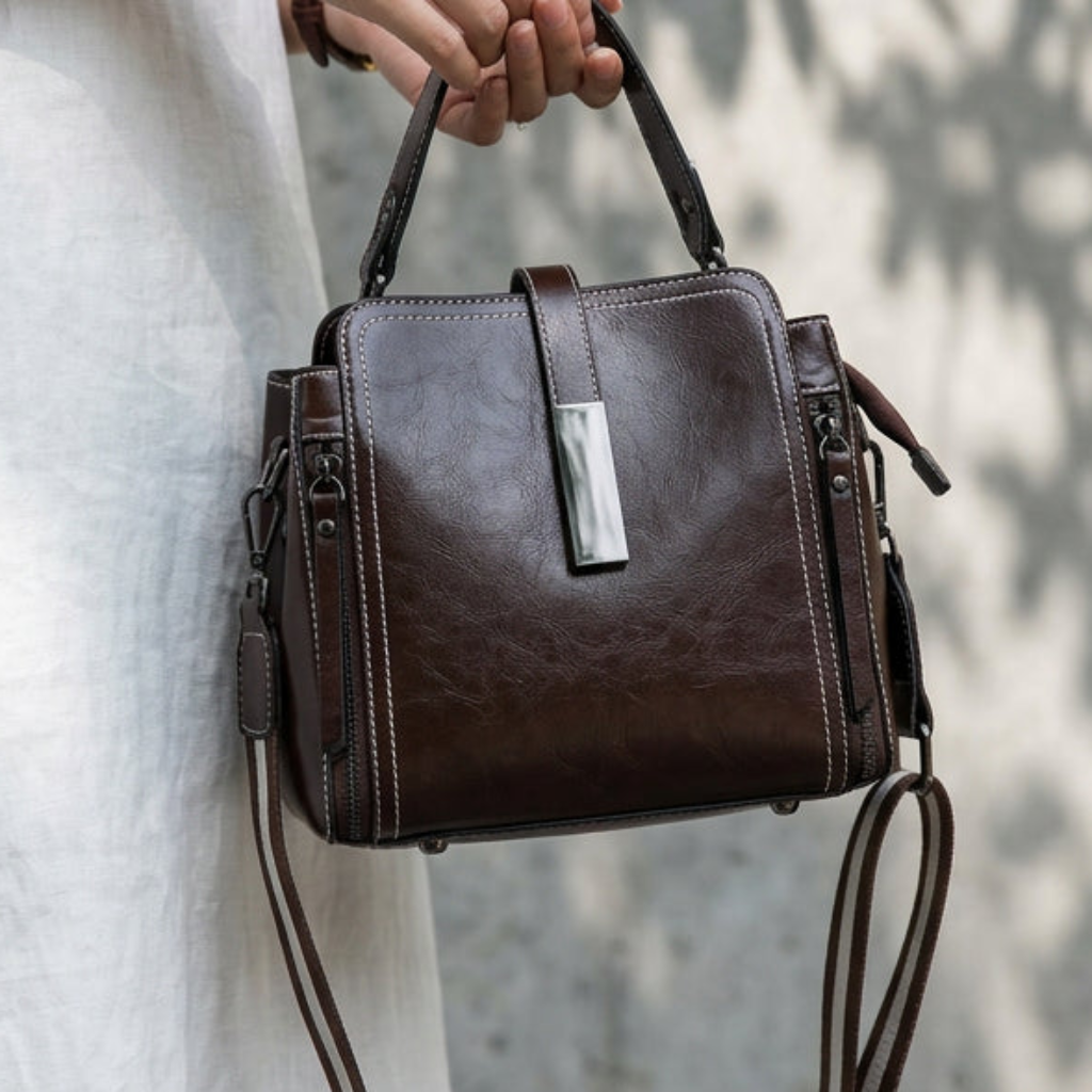 New High Quality Women's Genuine Leather Waterproof Tote Handbags Multiway Messenger Crossbody Shoulder Satchel Purse Travel Bag