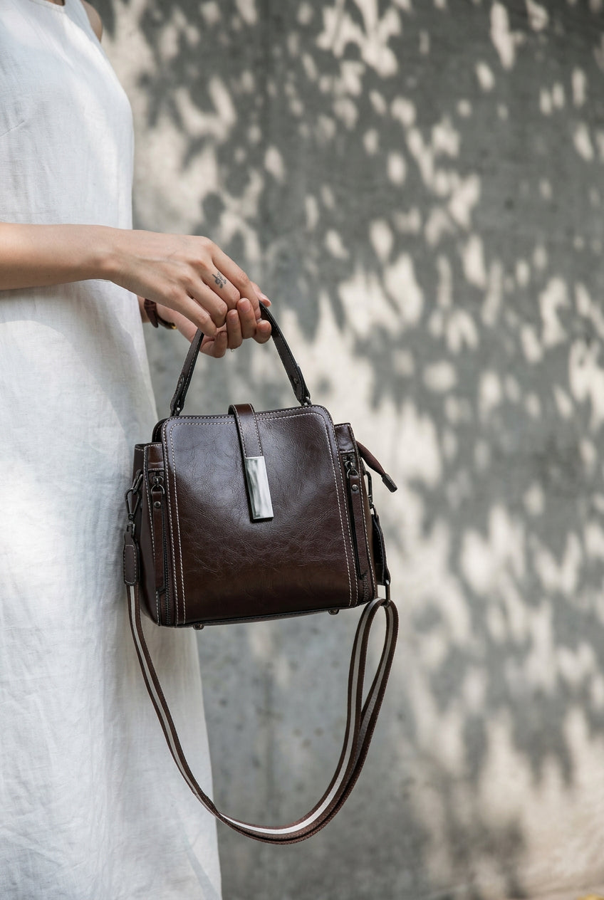New High Quality Women's Genuine Leather Waterproof Tote Handbags Multiway Messenger Crossbody Shoulder Satchel Purse Travel Bag