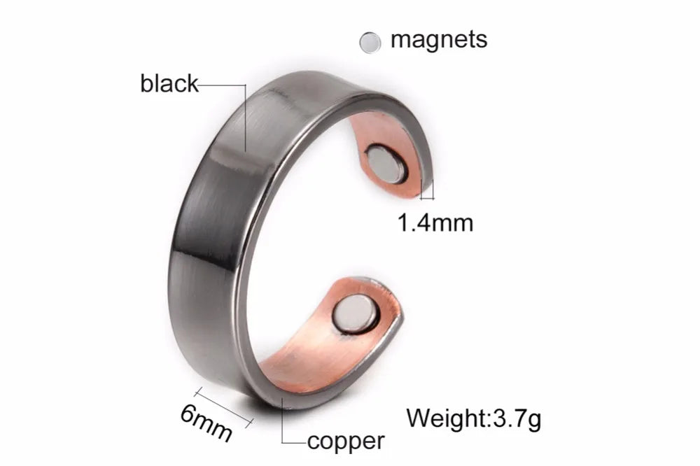 Vinterly Copper Adjustable Ring Men Health Energy Magnetic Copper Women Minimalist Open Cuff Finger Jewelry for Arthritis Relief