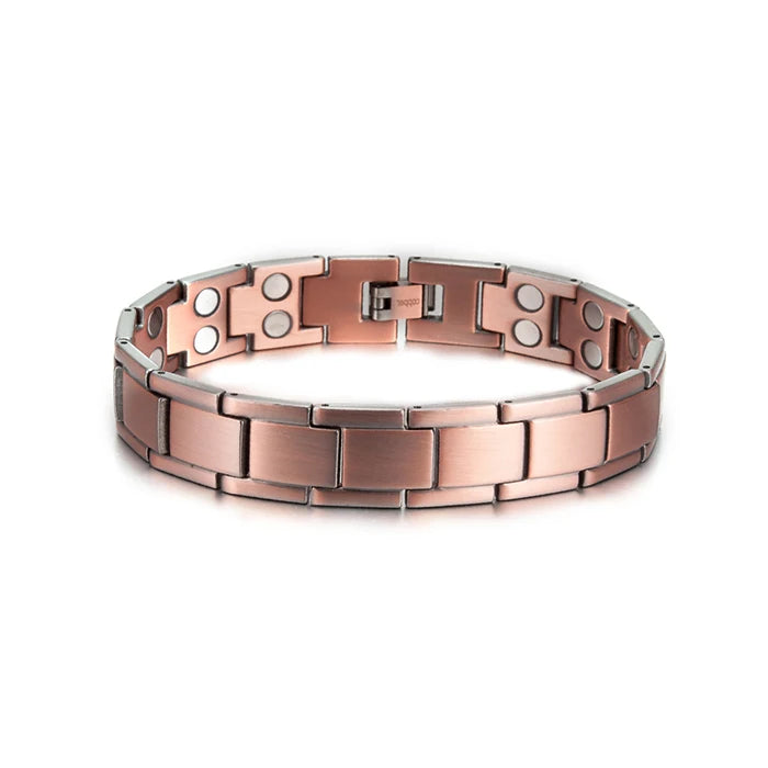 Vinterly Pure Copper Magnetic Therapy Bracelet Male 14mm Arthritis Wristband Magnet Vintage Chain Link Health Energy Jewelry