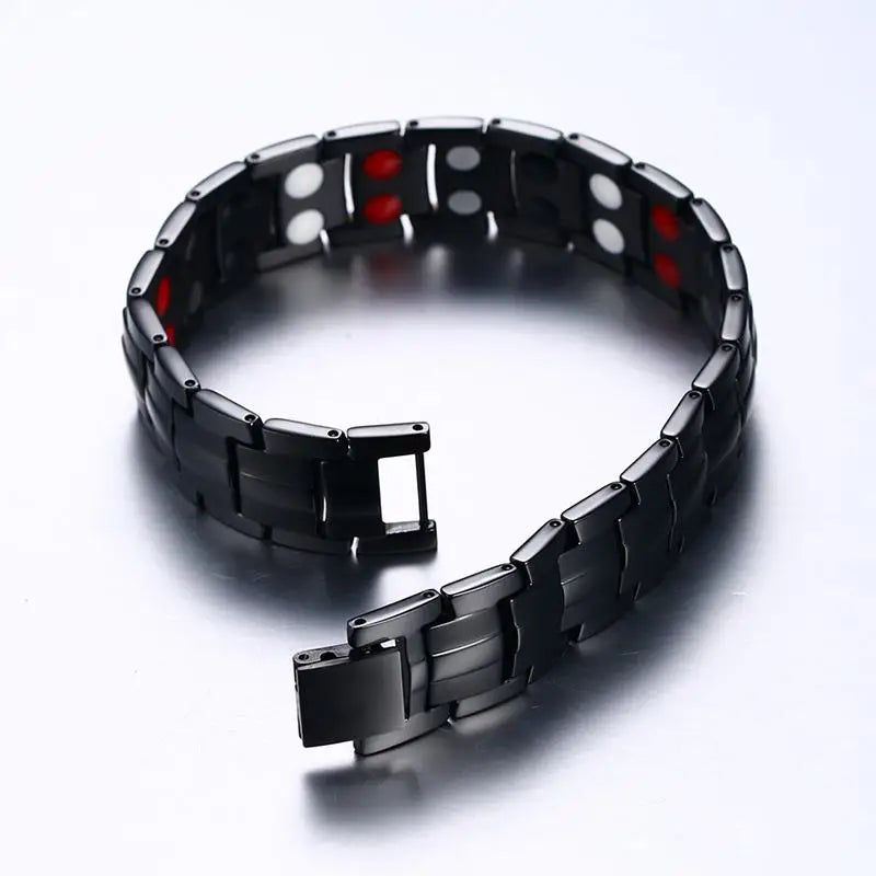 Black Titanium Magnetic Bracelet Mens Chain Link Health Energy Magnetic Titanium Bracelet Germanium Magnet Health Bracelets Male