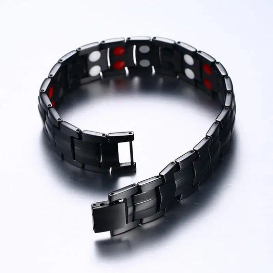 Black Titanium Magnetic Bracelet Mens Chain Link Health Energy Magnetic Titanium Bracelet Germanium Magnet Health Bracelets Male
