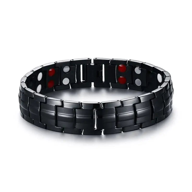Black Titanium Magnetic Bracelet Mens Chain Link Health Energy Magnetic Titanium Bracelet Germanium Magnet Health Bracelets Male