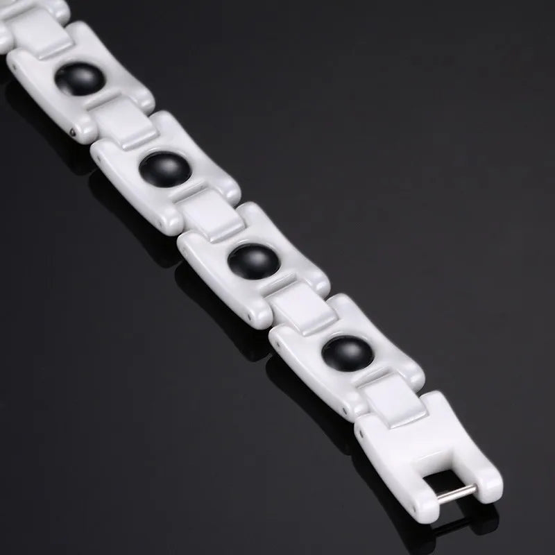 Ceramic Magnetic Bracelet for Women White Trendy Simple Chain Bracelet Femme Health Energy Hematite Bracelets Female Jewelry