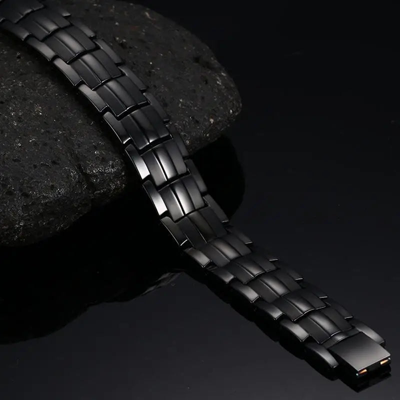Black Titanium Magnetic Bracelet Mens Chain Link Health Energy Magnetic Titanium Bracelet Germanium Magnet Health Bracelets Male