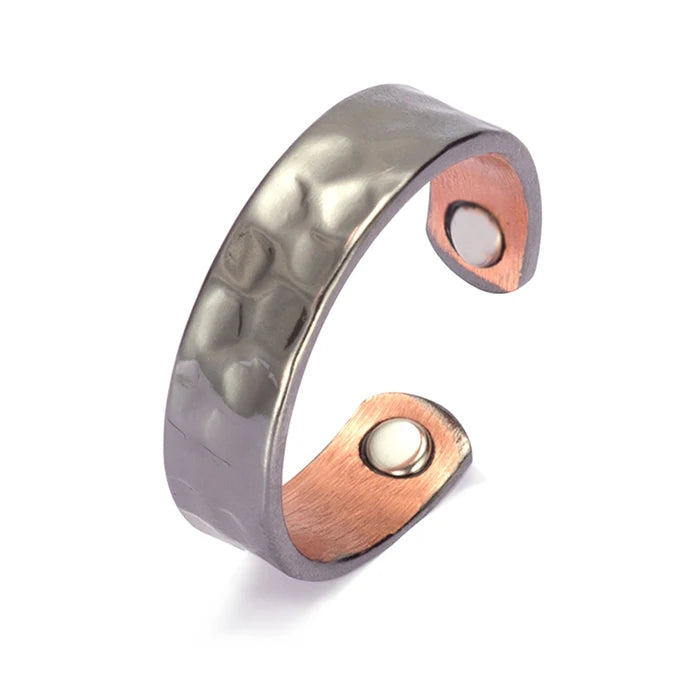 Vinterly Pure Copper Magnetic Rings for Women Adjustable Vintage 6mm Cuff Jewellery Wedding Bands Resizable Finger Mens Rings