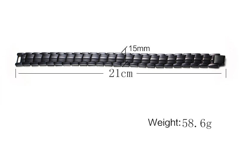 Black Bracelet Men Hand Chain Waterproof Health Germanium Magnetic Therapy Bracelet Male Benefits Stainless Steel Bracelets Mens
