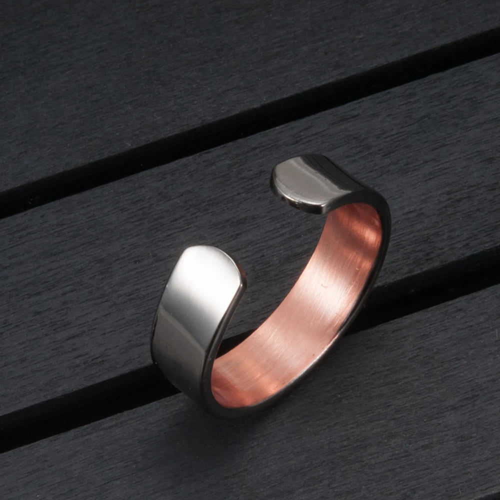 Vinterly Copper Adjustable Ring Men Health Energy Magnetic Copper Women Minimalist Open Cuff Finger Jewelry for Arthritis Relief