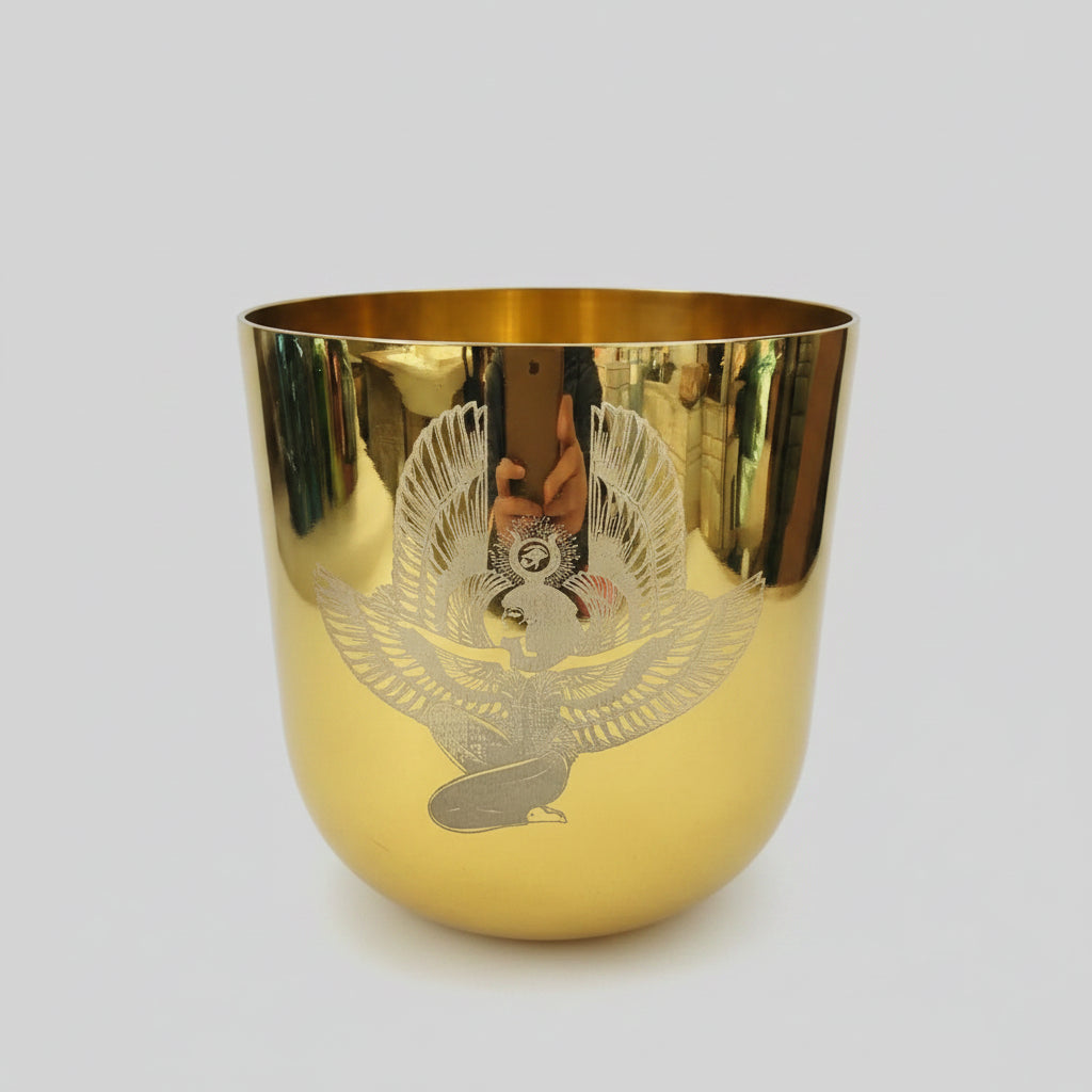 24k gold crystal singing bowl with ISIS egraved 432hz standard perfect pitch 3rd octave C note or C# or D or D# note chakras