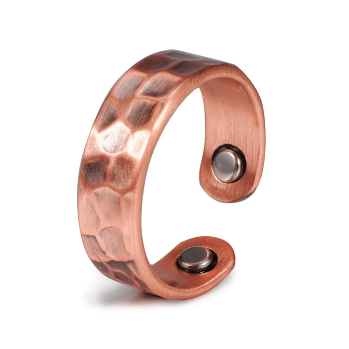 Vinterly Pure Copper Magnetic Rings for Women Adjustable Vintage 6mm Cuff Jewellery Wedding Bands Resizable Finger Mens Rings