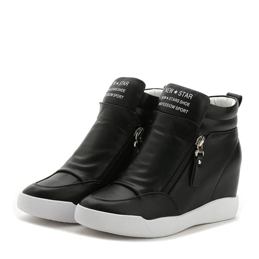 Increase your Height. Spring New brand Women Skateboarding shoes Slip-On outdoor walking Shoes jogging sneakers White Black Board Shoes