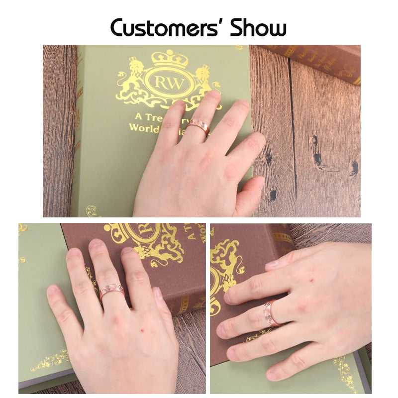 Vinterly Pure Copper Magnetic Rings for Women Adjustable Vintage 6mm Cuff Jewellery Wedding Bands Resizable Finger Mens Rings