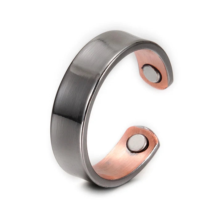 Vinterly Copper Adjustable Ring Men Health Energy Magnetic Copper Women Minimalist Open Cuff Finger Jewelry for Arthritis Relief