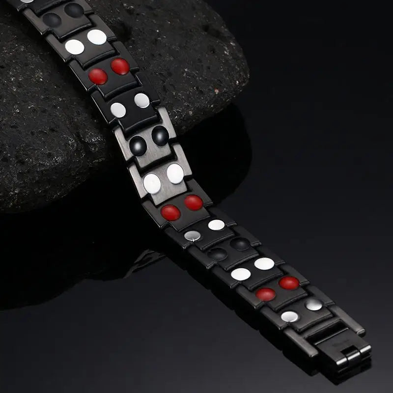 Black Titanium Magnetic Bracelet Mens Chain Link Health Energy Magnetic Titanium Bracelet Germanium Magnet Health Bracelets Male