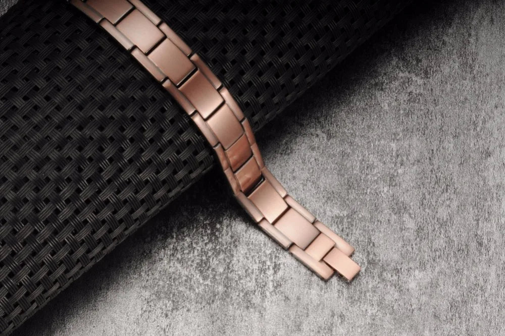Vinterly Pure Copper Magnetic Therapy Bracelet Male 14mm Arthritis Wristband Magnet Vintage Chain Link Health Energy Jewelry
