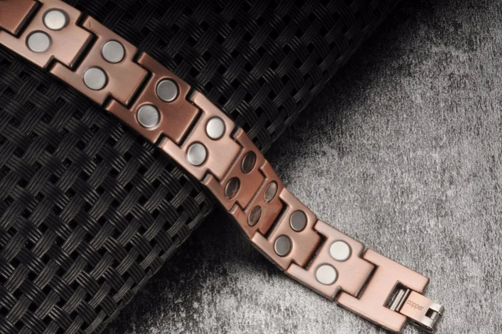 Vinterly Pure Copper Magnetic Therapy Bracelet Male 14mm Arthritis Wristband Magnet Vintage Chain Link Health Energy Jewelry