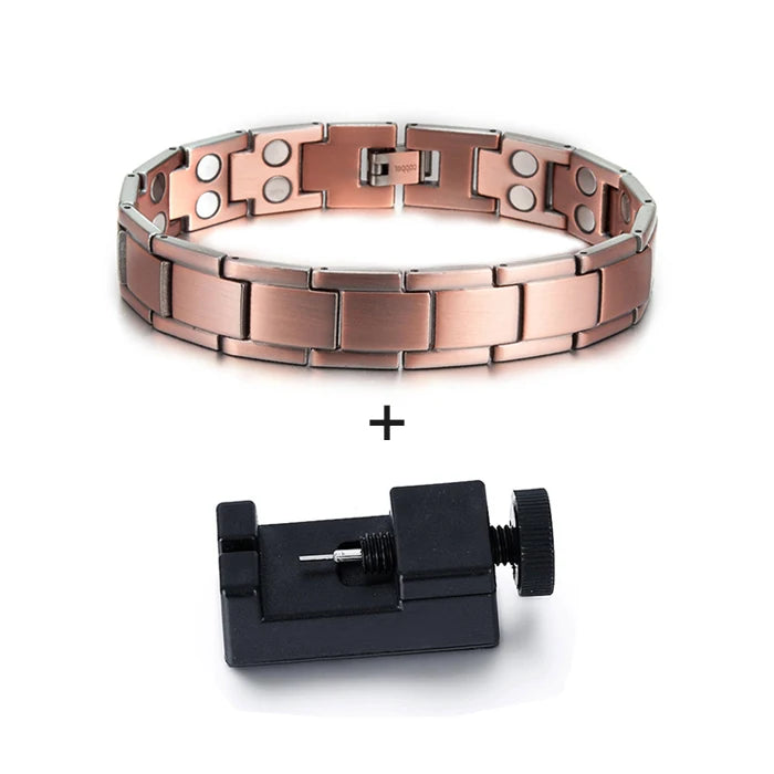 Vinterly Pure Copper Magnetic Therapy Bracelet Male 14mm Arthritis Wristband Magnet Vintage Chain Link Health Energy Jewelry