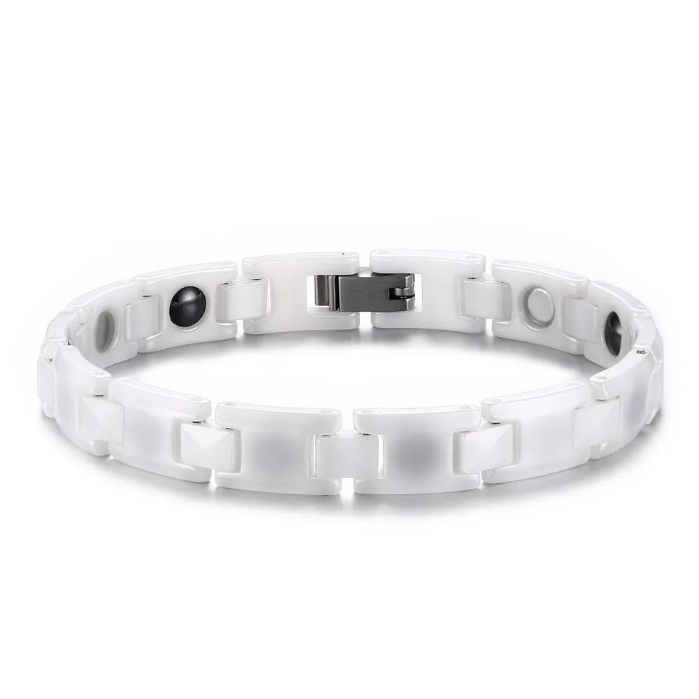 Ceramic Magnetic Bracelet for Women White Trendy Simple Chain Bracelet Femme Health Energy Hematite Bracelets Female Jewelry
