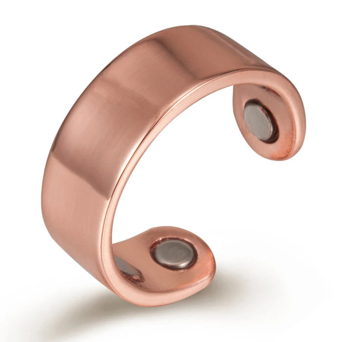 Adjustable Copper Rings Magnetic Health Energy Metal Open Cuff Ring Man 9mm Arthritis Matte Finger Ring for Men Christmas Gift