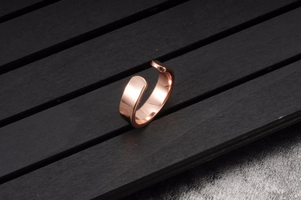 Vinterly Copper Adjustable Ring Men Health Energy Magnetic Copper Women Minimalist Open Cuff Finger Jewelry for Arthritis Relief