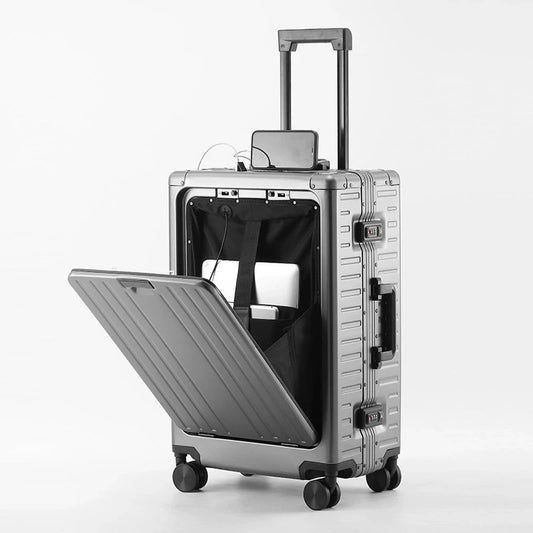 100% Aluminum-magnesium Alloy Aluminium Frame Spinner Travel Suitcase Rolling Luggage 20/24 Inch Trolley Business Carry-On Cabin