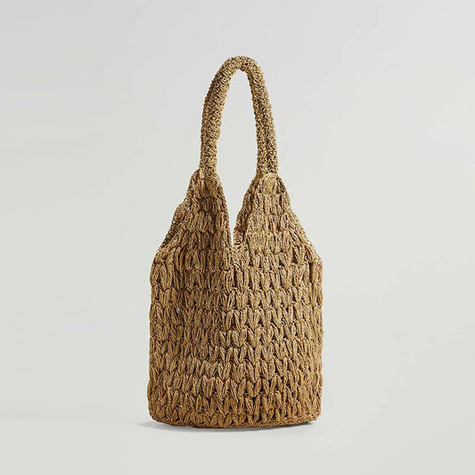 Handmade Straw Beach Bag Summer Woven Totes Large Shoulder Bag for Women Straw Purses and Handbags Rattan Boho Bag Raffia