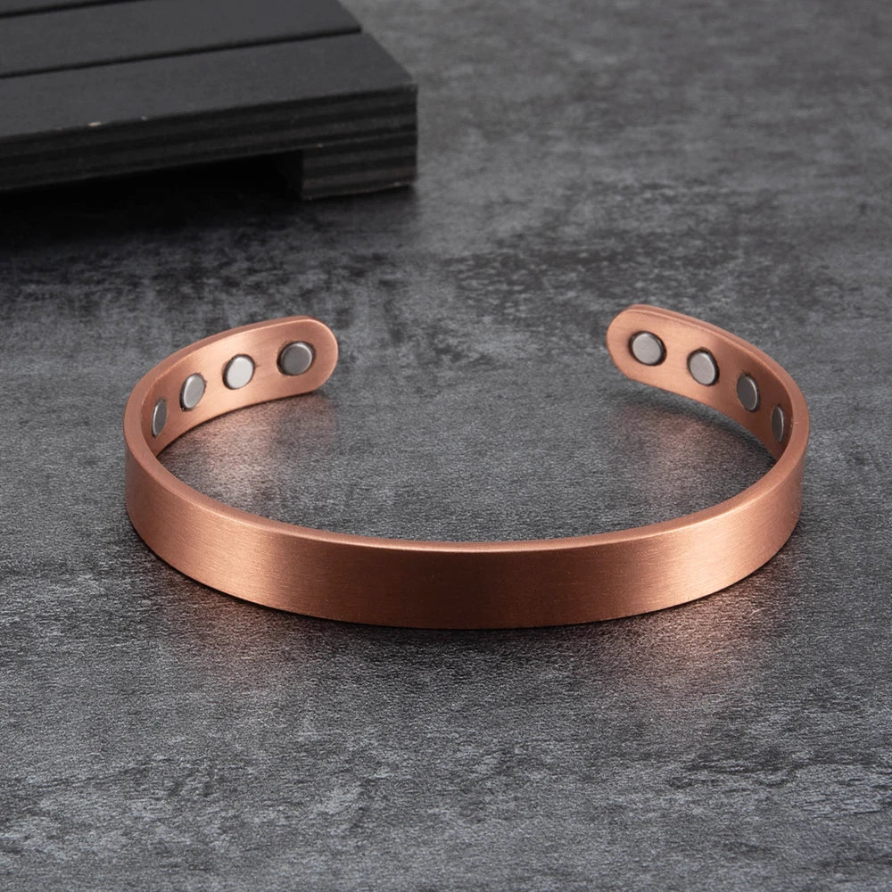 Vinterly Pure Copper Bracelet Men Magnetic Vintage Adjustable High Magnet Open Cuff Bangles Health Energy Jewelry for Male Women