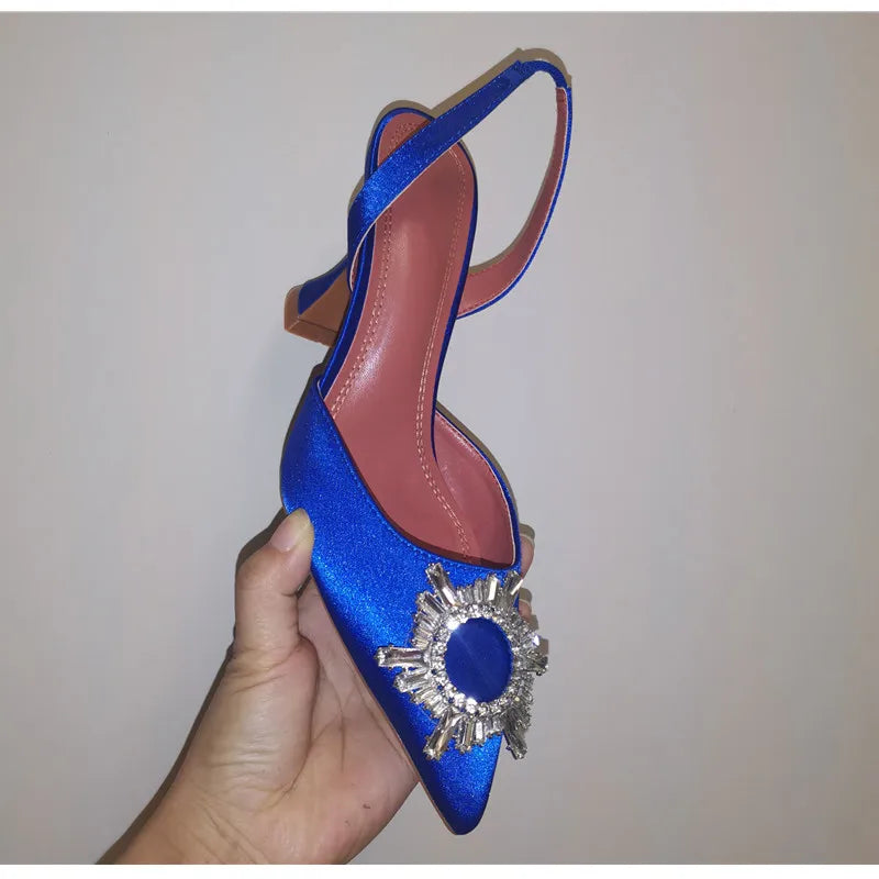 2025 Star style Women Sandals Elegant Pointed toe Slingback Summer Office Lady Shoes Fashion High heels Gladiator sandals Woman