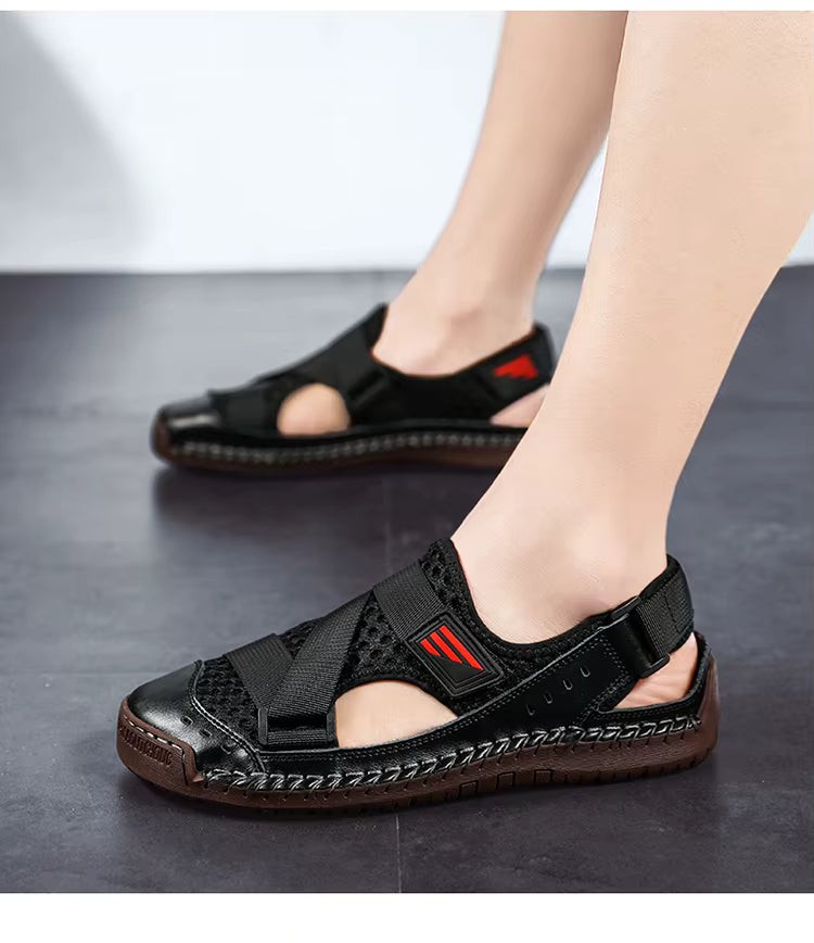 Summer Beach Fun Casual Comfortable Genuine Leather Sandals Men Sewing Soft Sole Fashion Men Casual Shoes