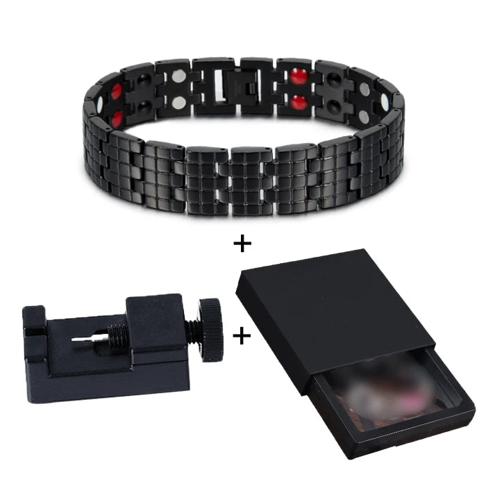 Magnetic Bracelet Male 16mm Wide Wristband Magnetic Stainless Steel Men Bracelets Hand Chain Link Health Energy Jewelry for Men