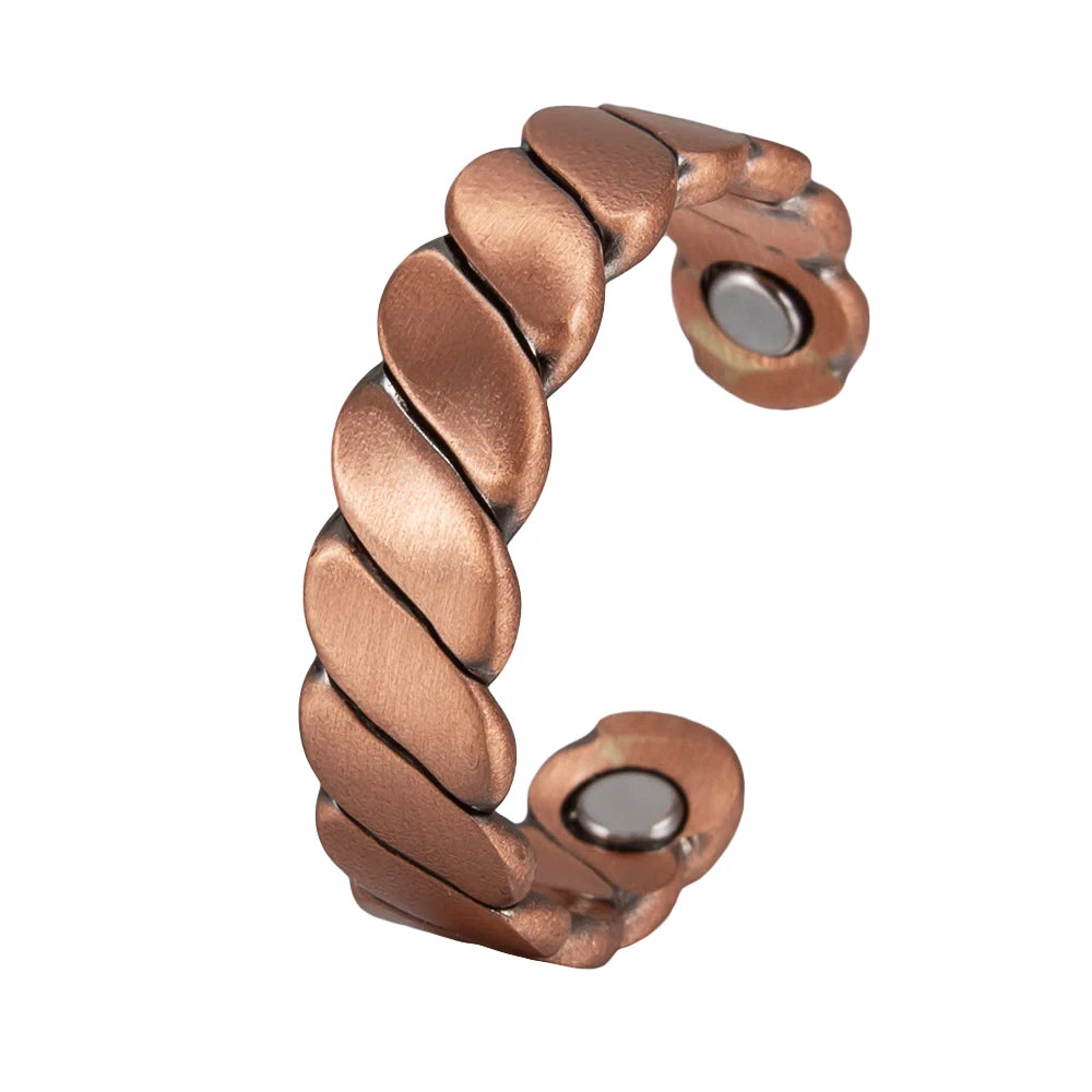 Vinterly Twisted Adjustable Pure Copper Rings Magnetic Therapy Athritis 6mm Wide Health Energy Finger Open Cuff Jewelry for Men