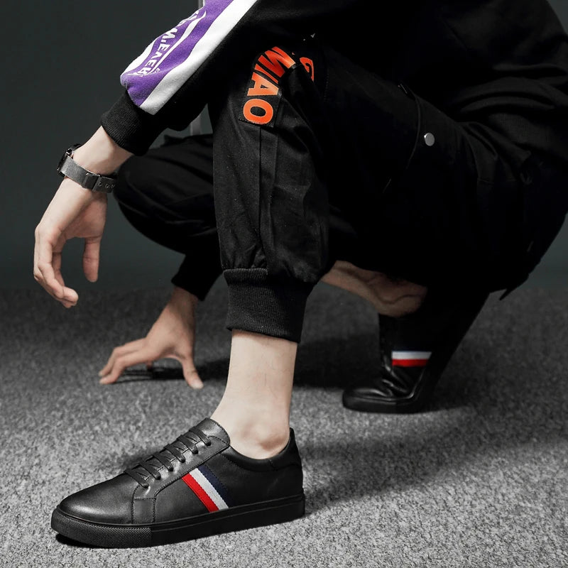 Lace-up Men's Loafers Genuine Cowhide Leather Boat Shoes Comfortable Business Office Formal Leather Men's Shoes