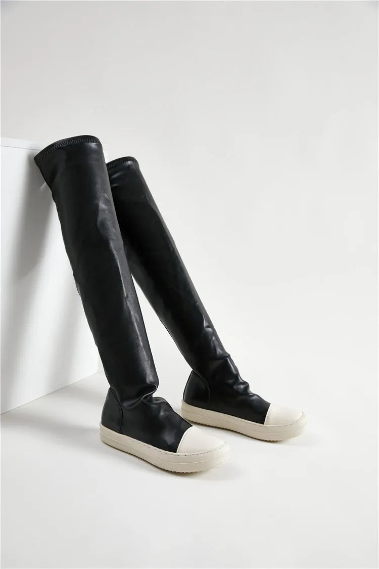 New Arrivals High Quality Women's Boots Flat Pu Leather Red Thigh High Other Trendy Shoes